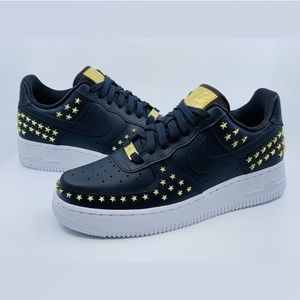black nike air force ones star studded